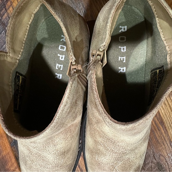 Roper Sofia Snip Toe Zippered Cowboy Booties Womens Brown Casual Boots Size 7 - Picture 8 of 10